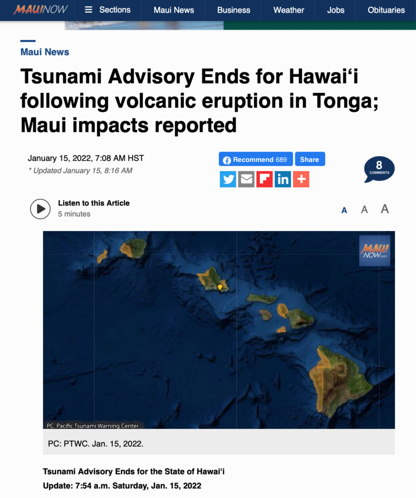 Tsunami Alert On Maui January 15 2022